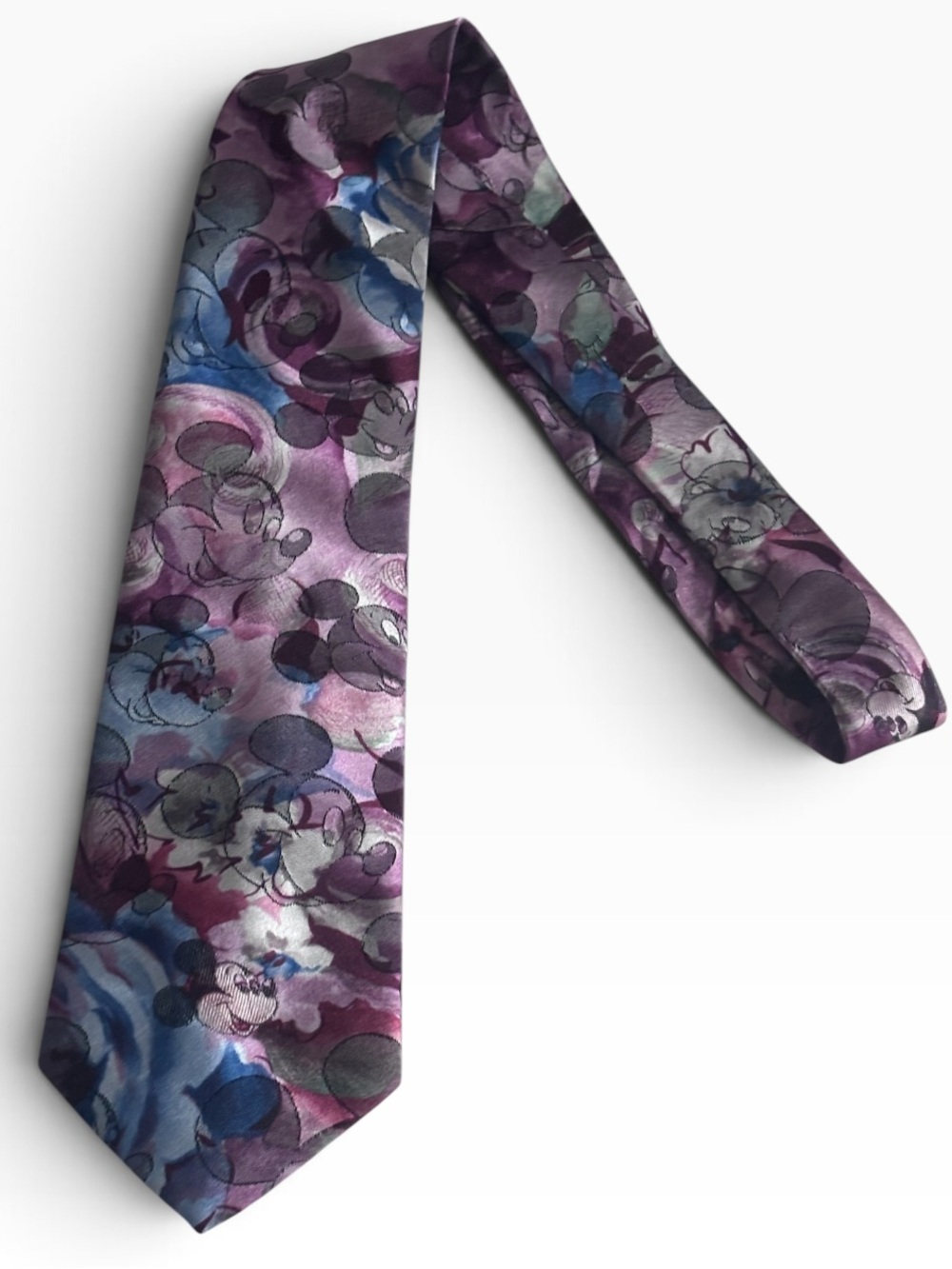 Vintage 70s Disney Cervantes Floral Mickey Mouse Overlay 55” Tie